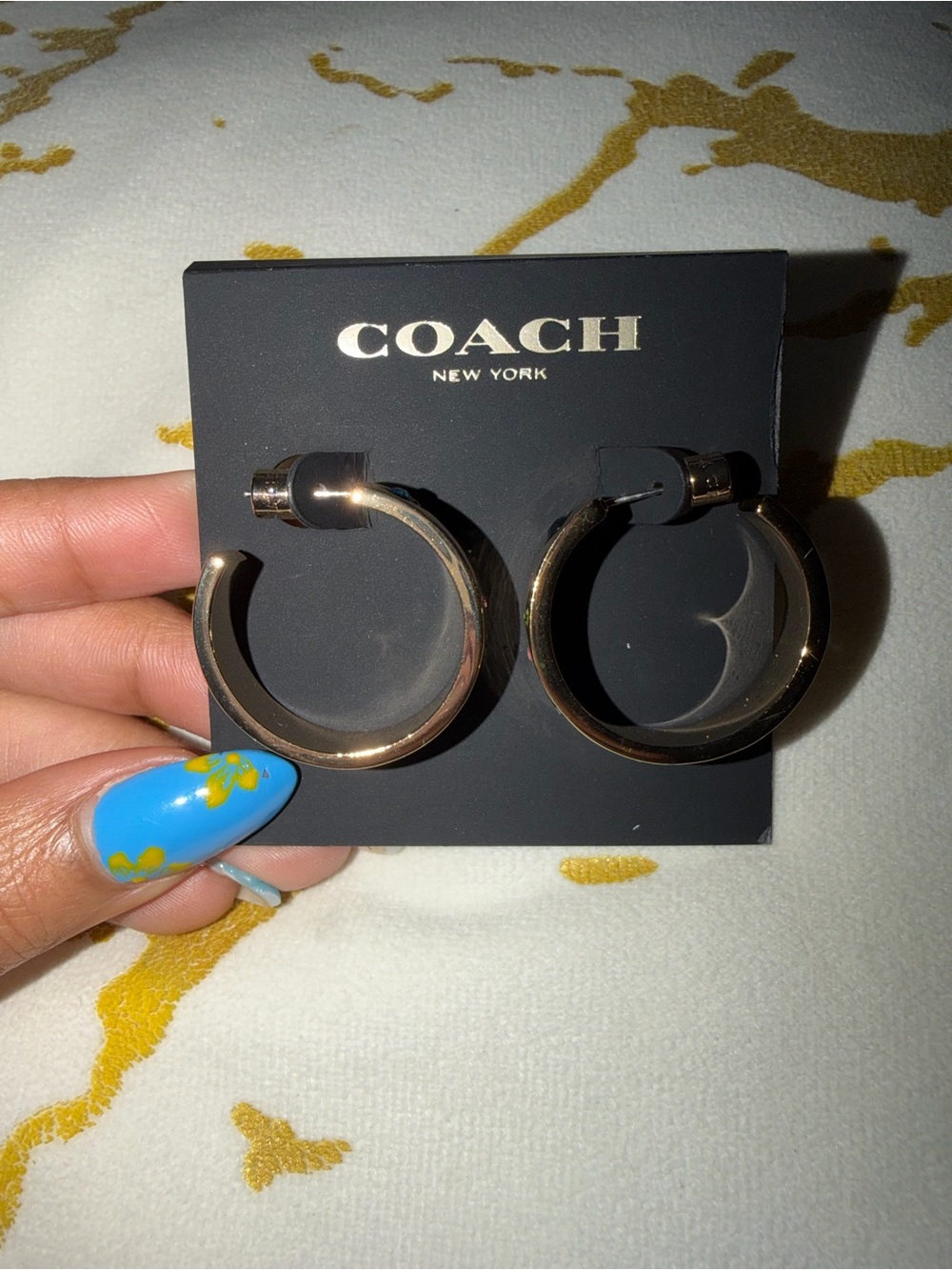 COACH Signature Gem Hoop Earrings - Picture 5 of 7